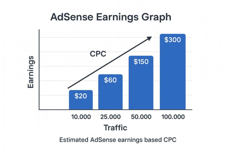 Estimated AdSense earnings based on traffic and CPC